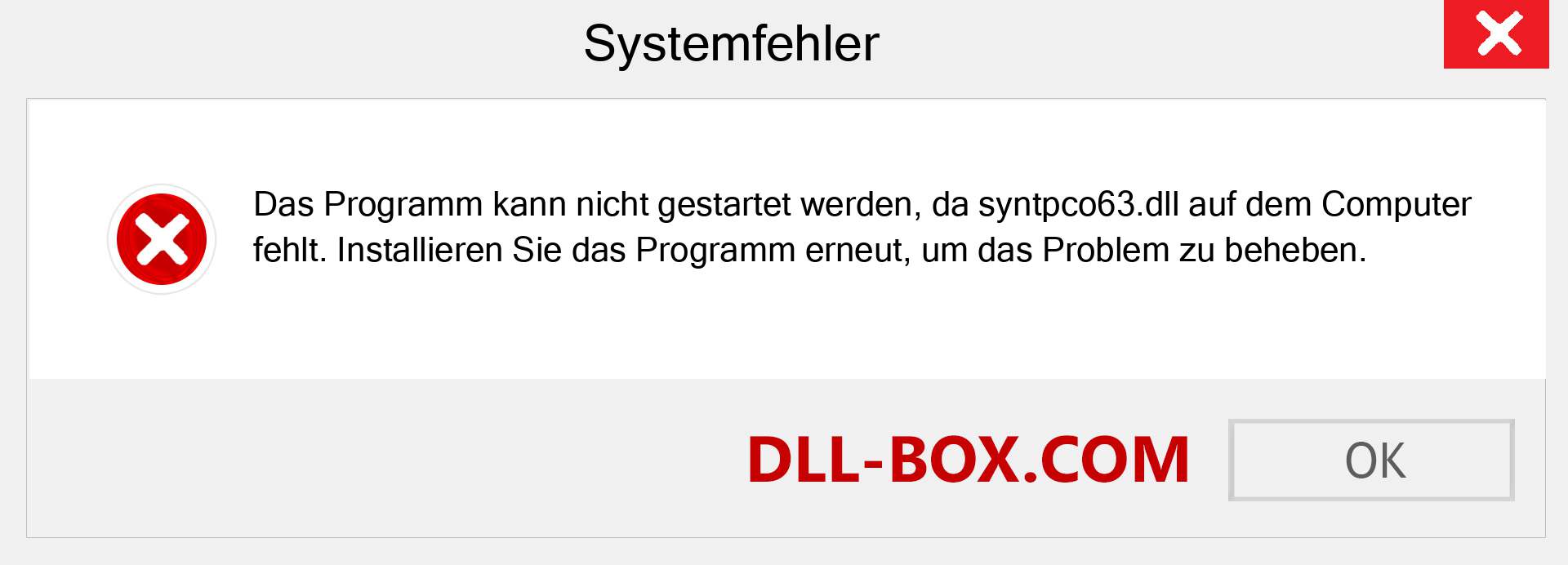 syntpco63.dll-Datei fehlt?. Download für Windows 7, 8, 10 - Fix syntpco63 dll Missing Error unter Windows, Fotos, Bildern