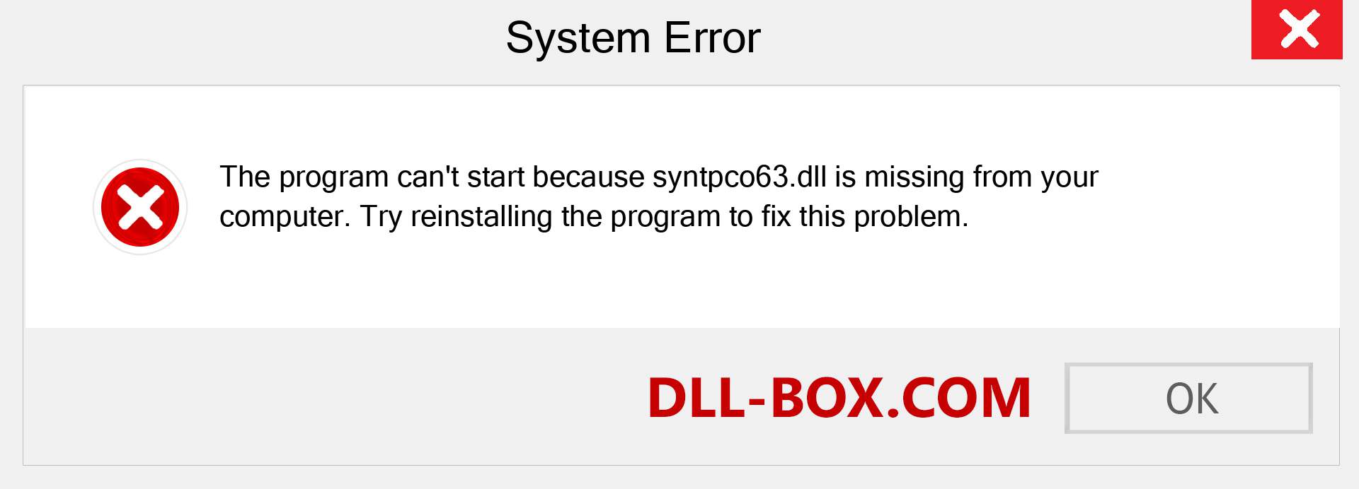  syntpco63.dll file is missing?. Download for Windows 7, 8, 10 - Fix  syntpco63 dll Missing Error on Windows, photos, images