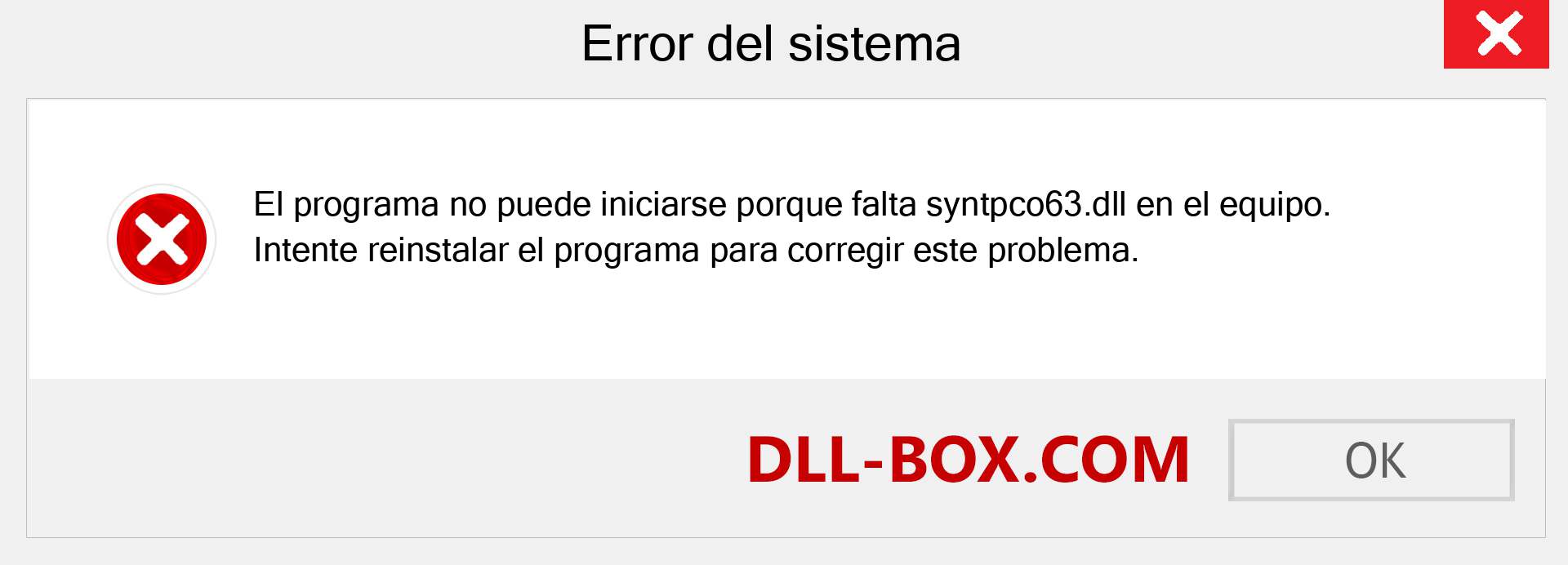 ¿Falta el archivo syntpco63.dll ?. Descargar para Windows 7, 8, 10 - Corregir syntpco63 dll Missing Error en Windows, fotos, imágenes