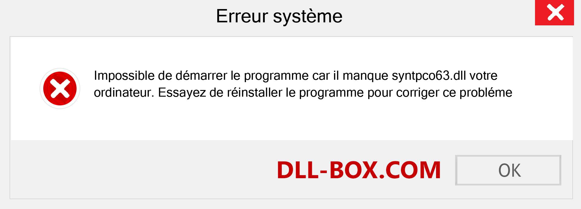 Le fichier syntpco63.dll est manquant ?. Télécharger pour Windows 7, 8, 10 - Correction de l'erreur manquante syntpco63 dll sur Windows, photos, images