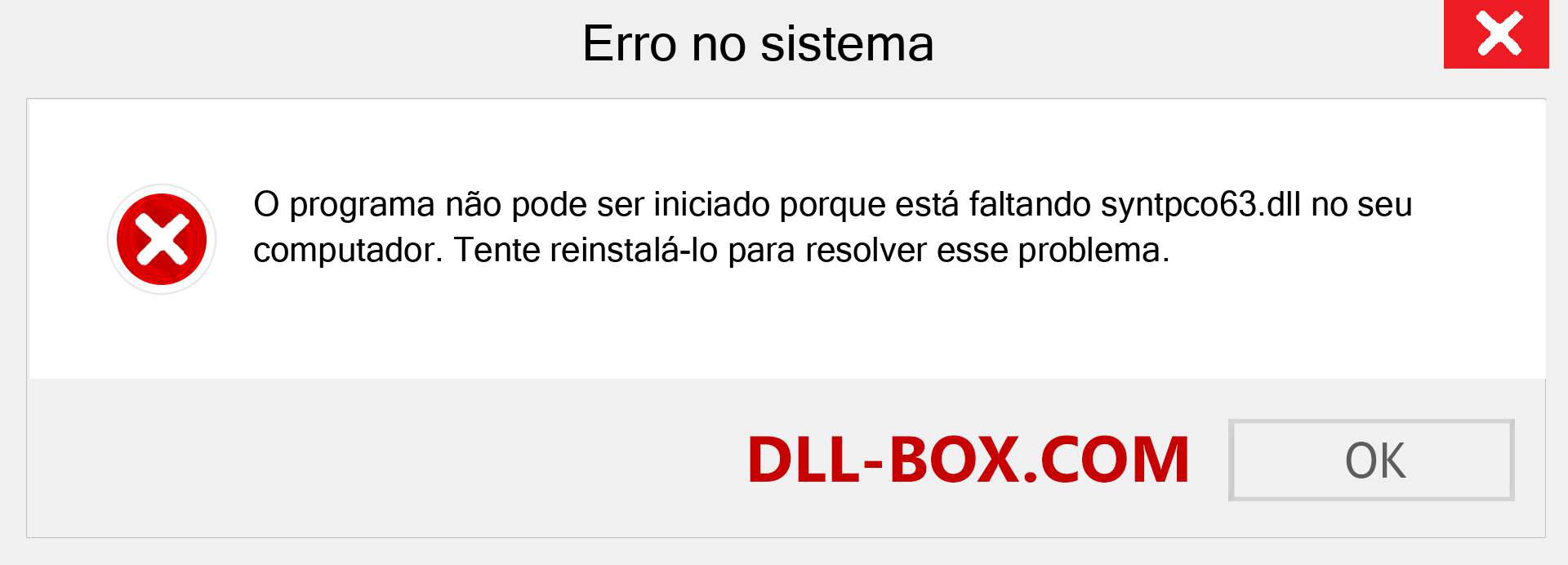 Arquivo syntpco63.dll ausente ?. Download para Windows 7, 8, 10 - Correção de erro ausente syntpco63 dll no Windows, fotos, imagens